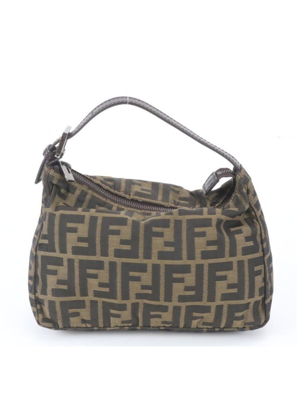 Fendi Zucca FF Mamma Bucket Canvas Leather Handbag
